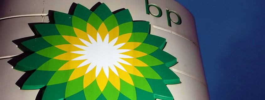 BP logo on refinery cooling tower