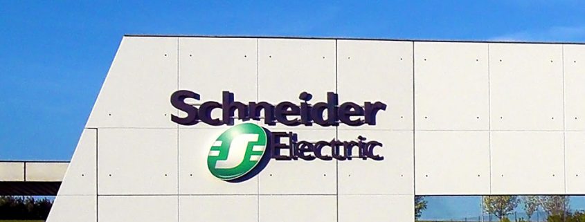 Schneider Electric logo on factory