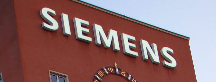 Siemens logo on building